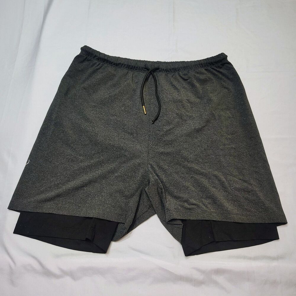 OHMME 2-Dogs Men's Lined Grey Black Yoga Shorts Size S-M? Gorpcore